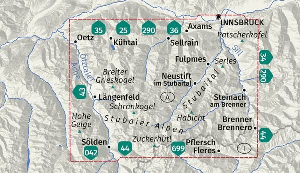 83 Stubaier Alpen 1:50.000 - Kompass Wanderkarte