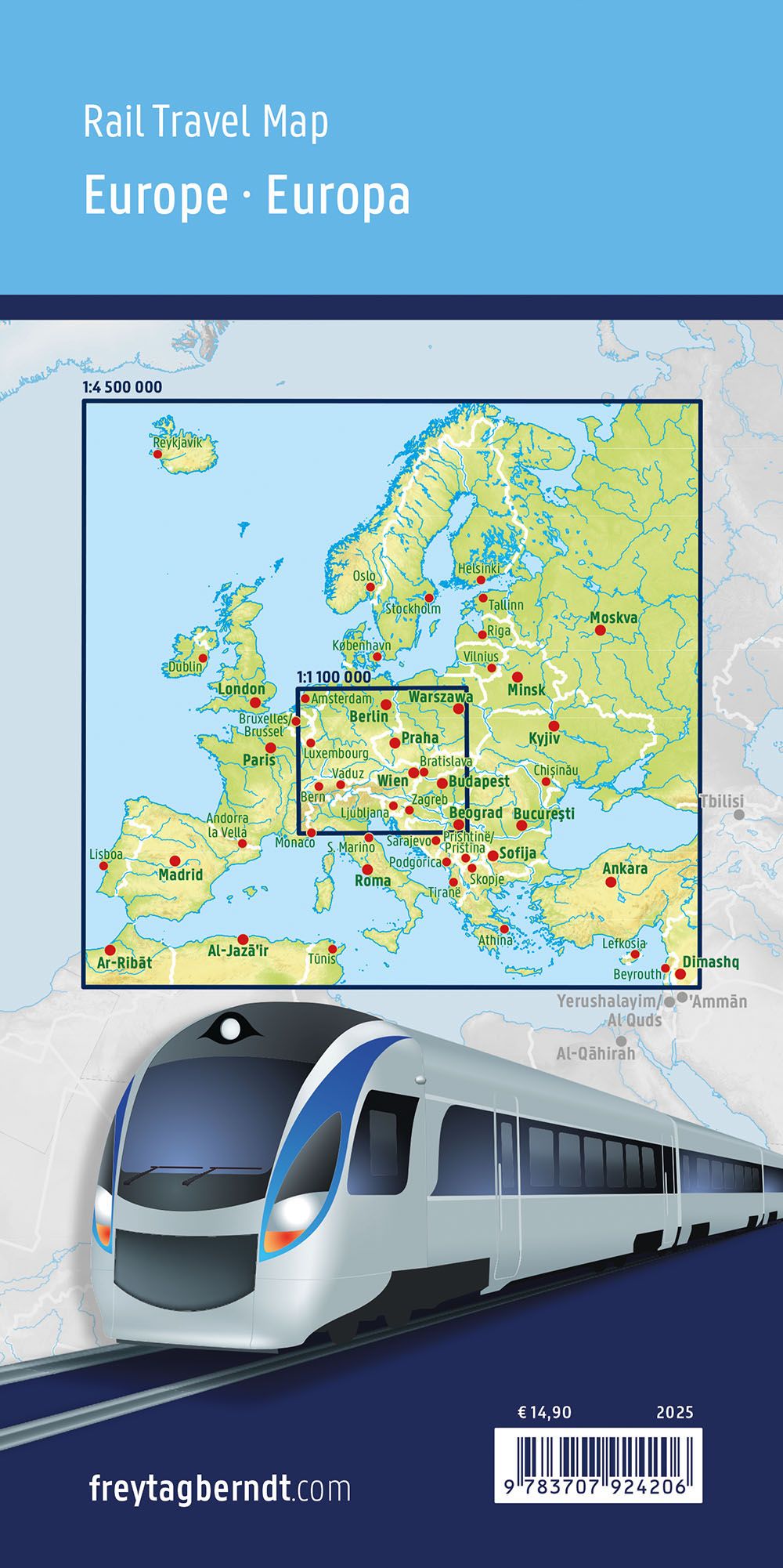 Europe Rail Travel Map 1:4.500.000 - Freytag & Berndt