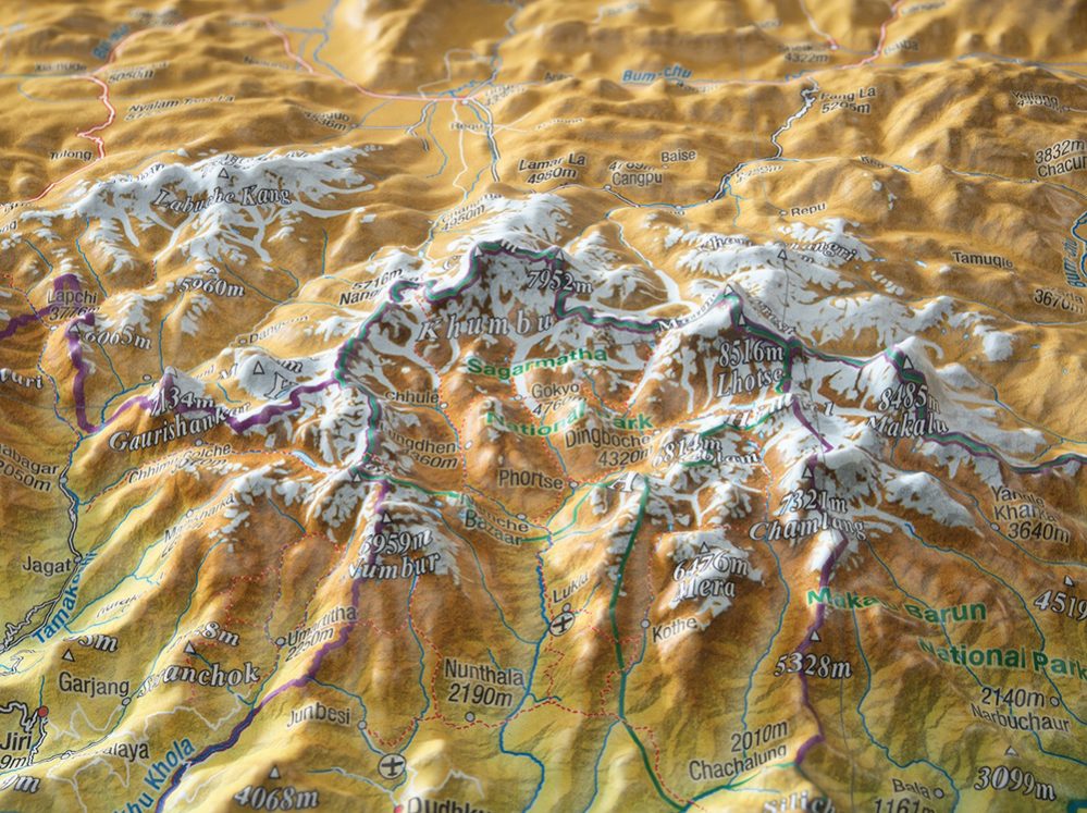 Nepal Reliefkarte gross