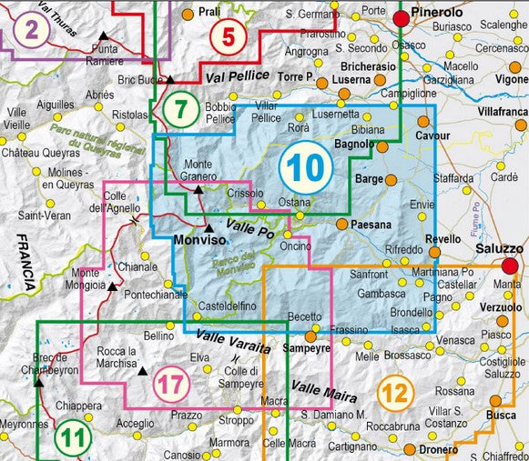 Piemont 1:25.000 topographische Wanderkarten Fraternali