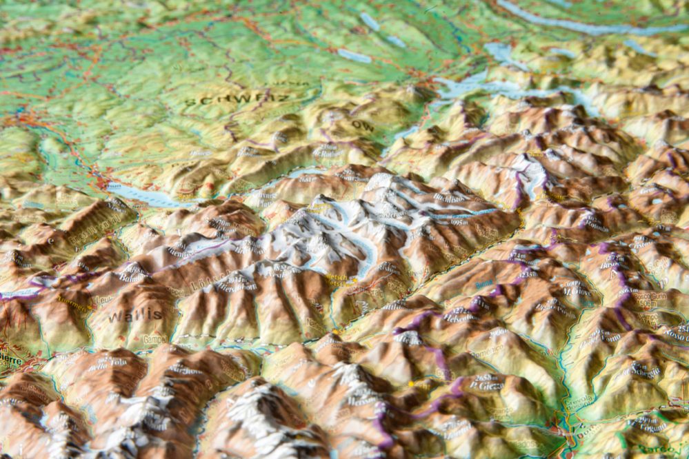 3D Reliefkarte Schweiz - Georelief