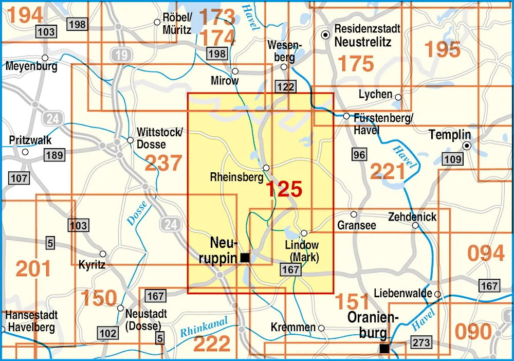 125 Rheinsberg, Neuruppin, Ruppiner Schweiz und Umgebung 1:50.000