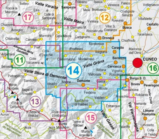 Piemont 1:25.000 topographische Wanderkarten Fraternali