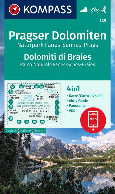 145 Pragser Dolomiten - Kompass Wanderkarte