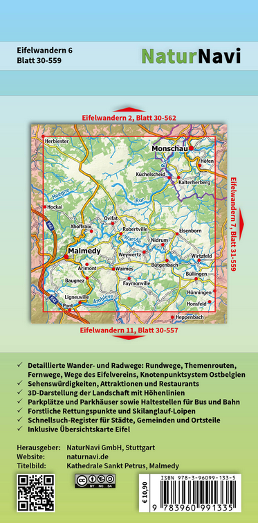 Eifelwandern 6 - Bütgenbach, Malmedy - 1:25.000 NaturNavi Wanderkarte