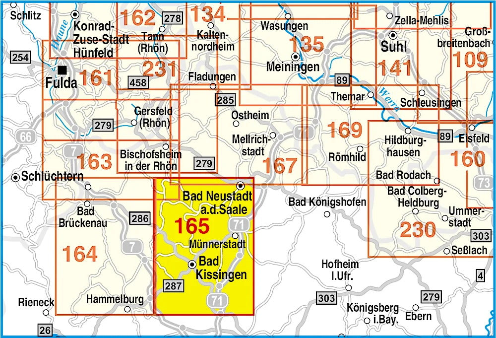 165 Bayerische Rhön, Bad Kissingen, Bad Neustadt a.d.S. und Umgebung 1:35.000