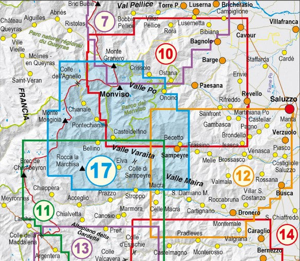 Piemont 1:25.000 topographische Wanderkarten Fraternali