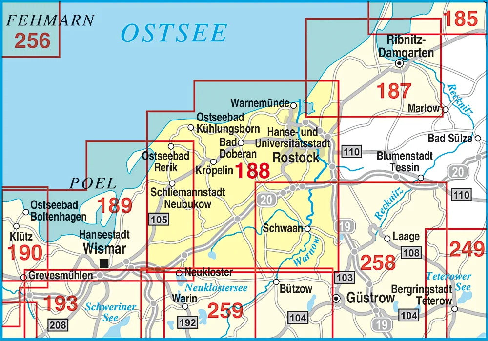 188 Hansestadt Rostock, Kühlungsborn, Bad Doberan, Rerik und Umgebung 1:50.000