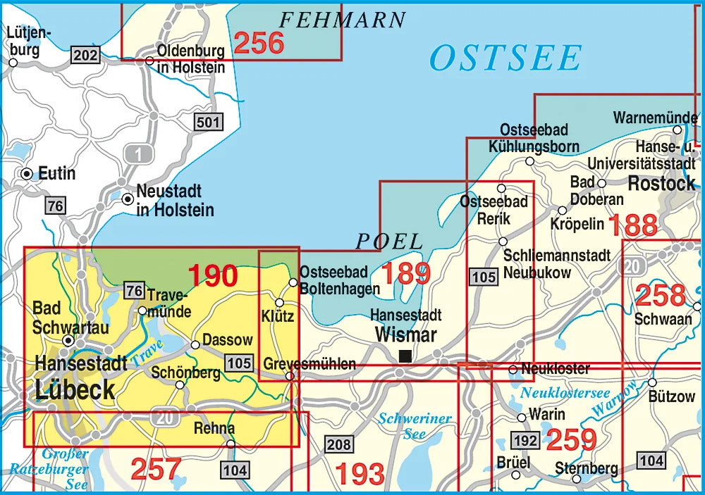 190 Hansestadt Lübeck, Travemünde, Boltenhagen und Umgebung 1:50.000