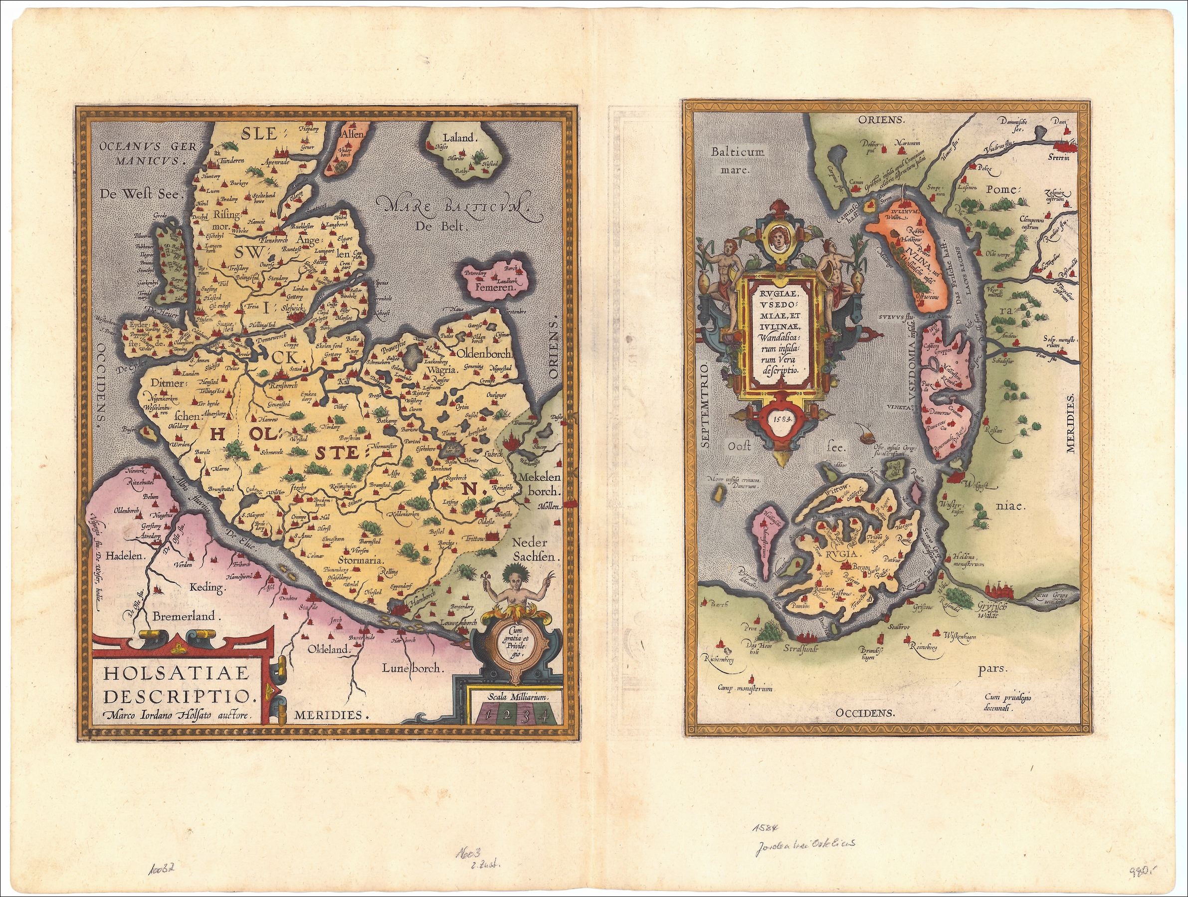 Holstein & Rügen im Jahr 1595 von Abraham Ortelius