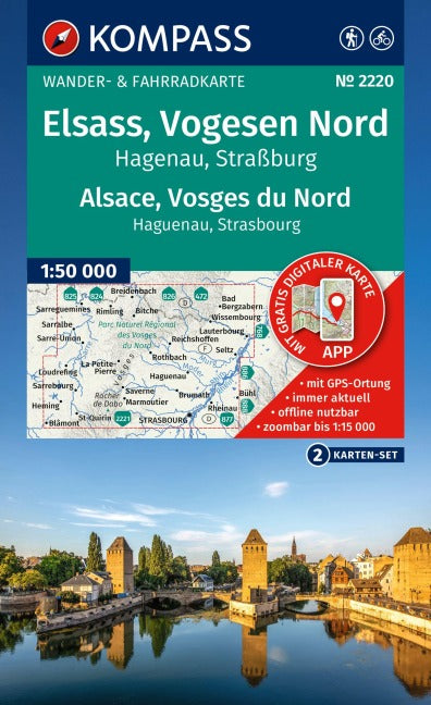 2220 Elsass, Vogesen Nord 1:50000 - Kompass Wanderkartenset
