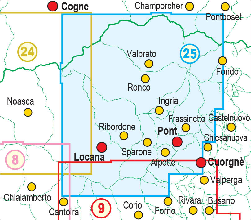 Piemont 1:25.000 topographische Wanderkarten Fraternali