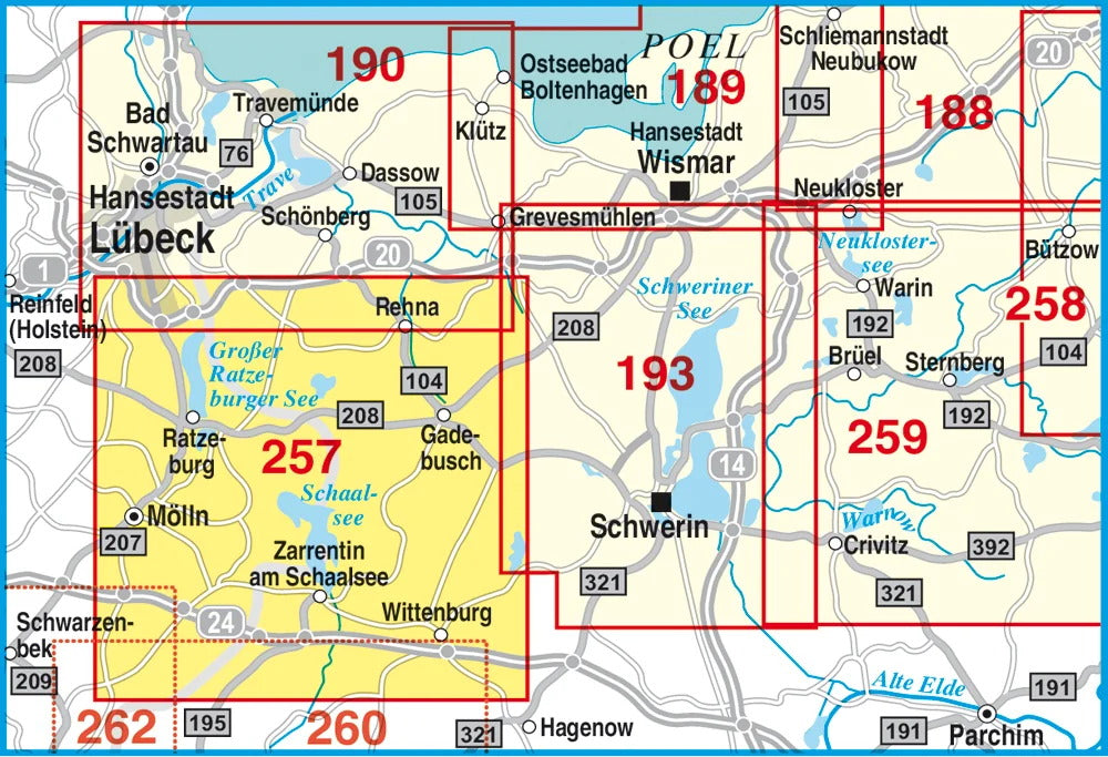 257 Schaalsee, Ratzeburg, Mölln und Umgebung 1:50.000