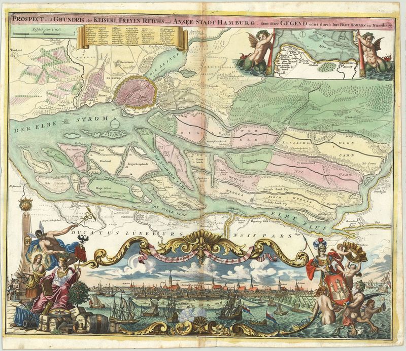 Hamburg und die Elbinseln um 1720 von Johann Baptist Homann