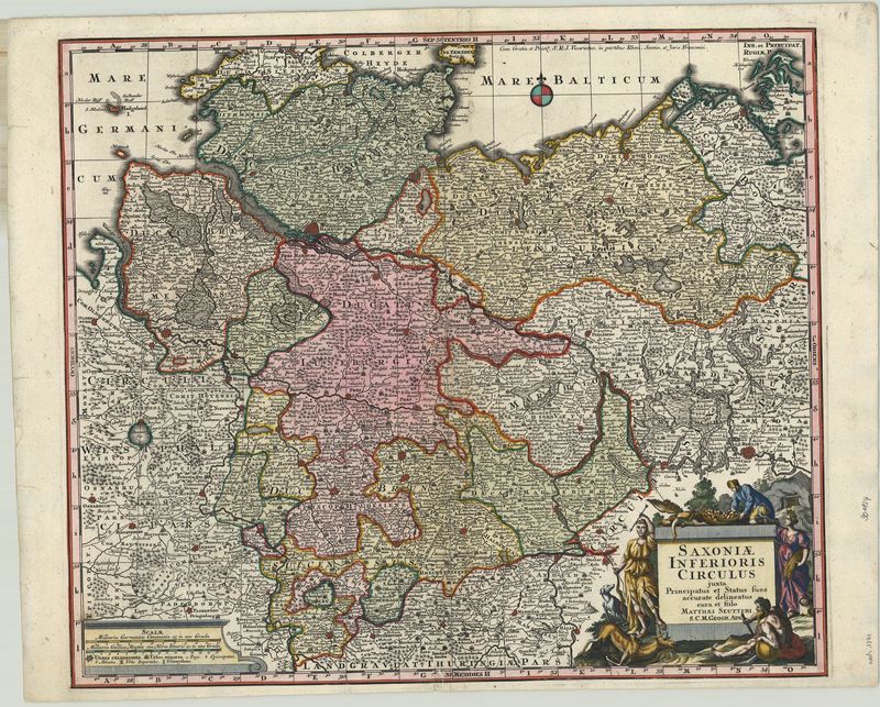 Niedersachsen im Jahr 1741 von Matthäus Seutter