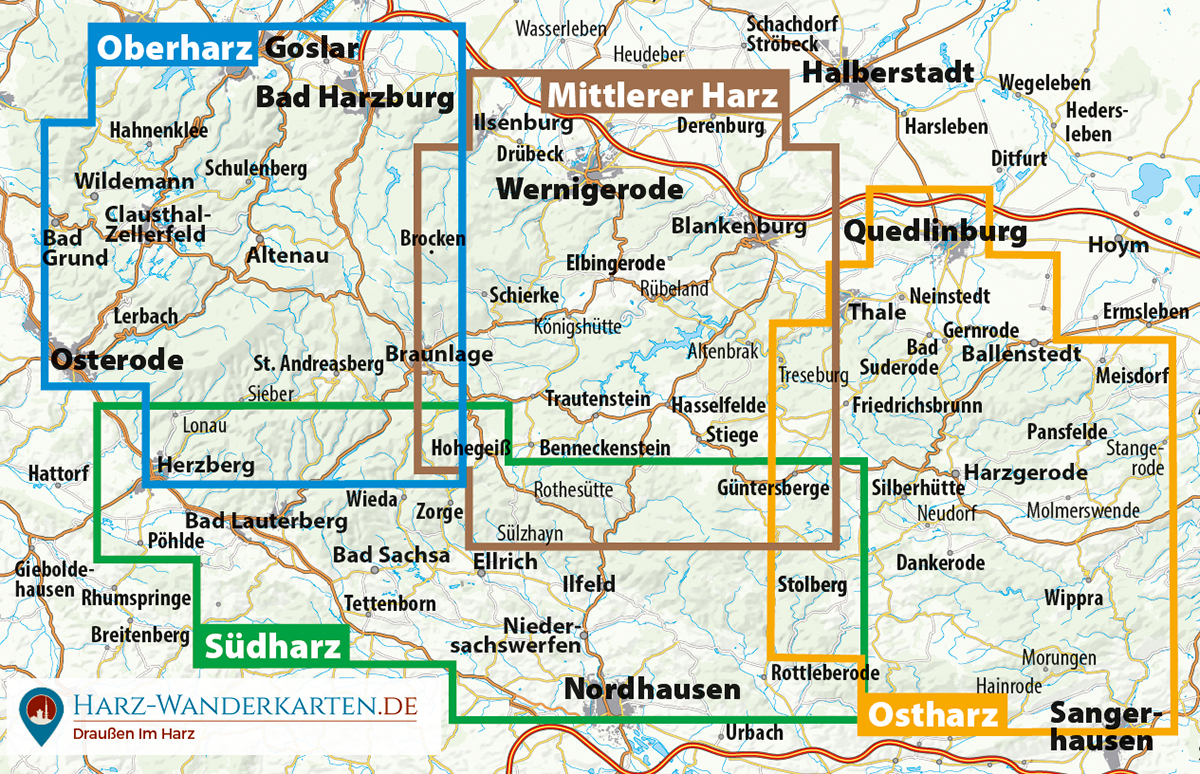 Der Harz in 4 Teilen 1:30.000