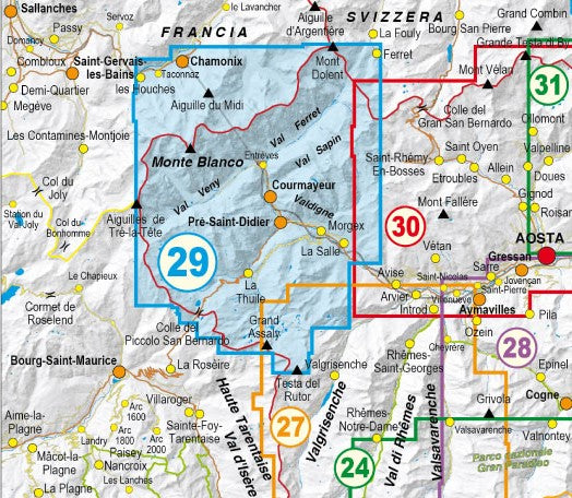 Piemont 1:25.000 topographische Wanderkarten Fraternali