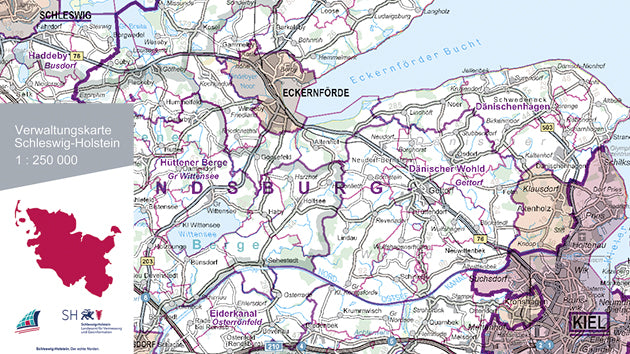Verwaltungskarte Schleswig-Holstein 1:250.000
