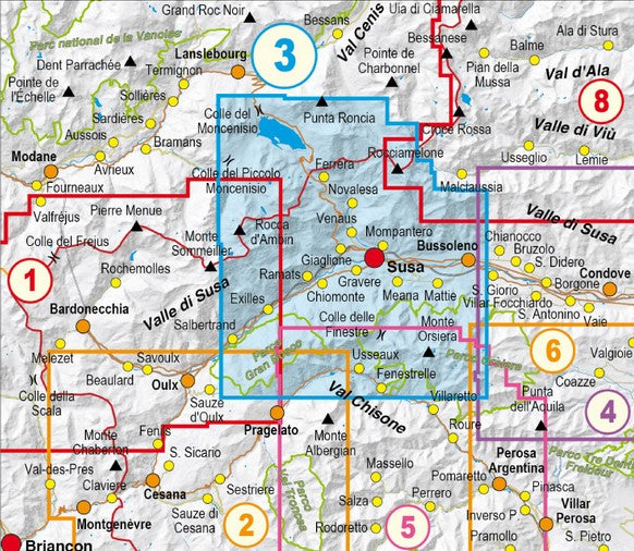 Piemont 1:25.000 topographische Wanderkarten Fraternali