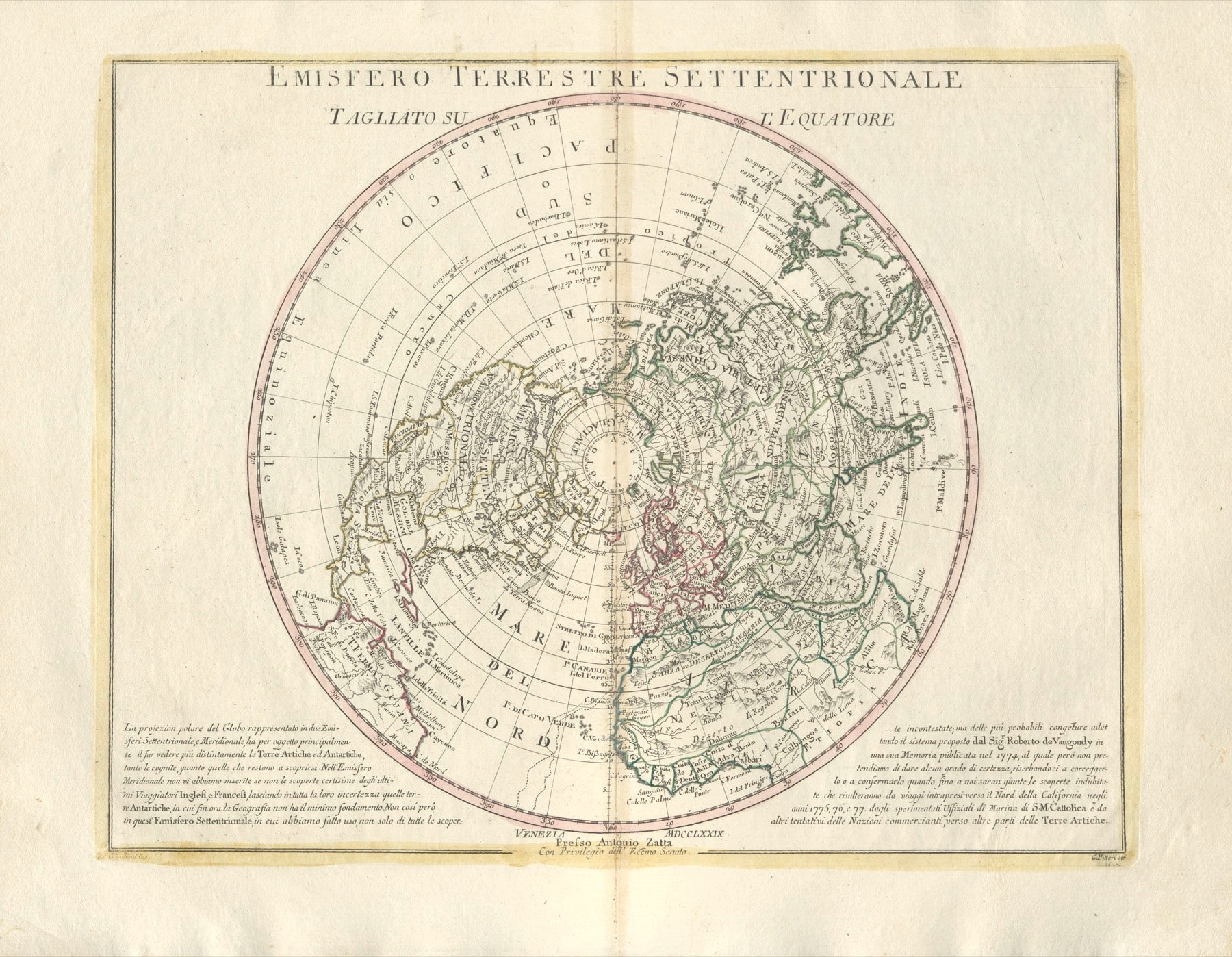 Nördliche Hemisphäre im Jahr 1779