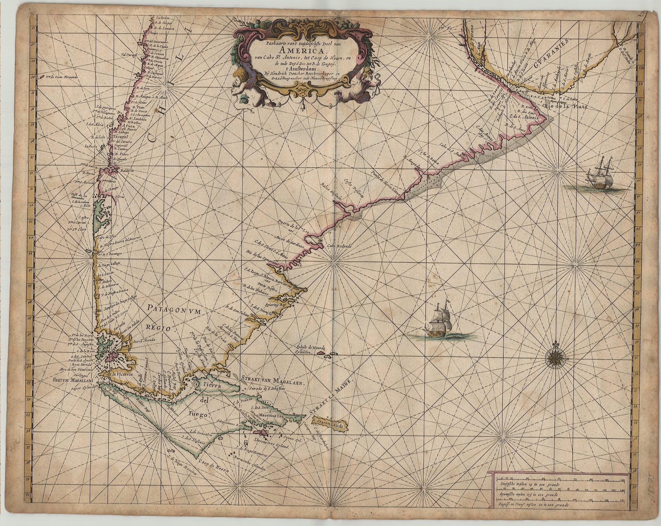 Seekarte von Südamerika im Jahr 1660