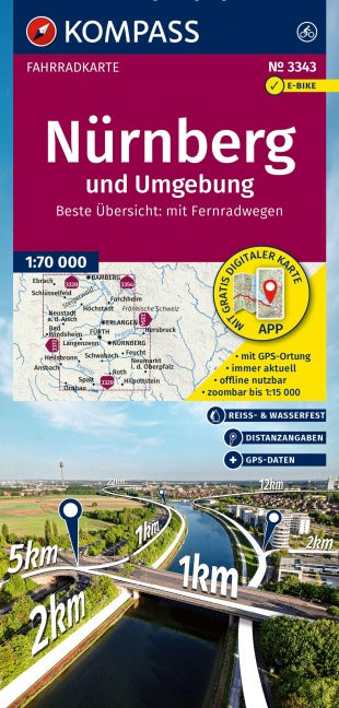 Nuernberg und Umgebung Fahrradkarte Radkarte Kompass