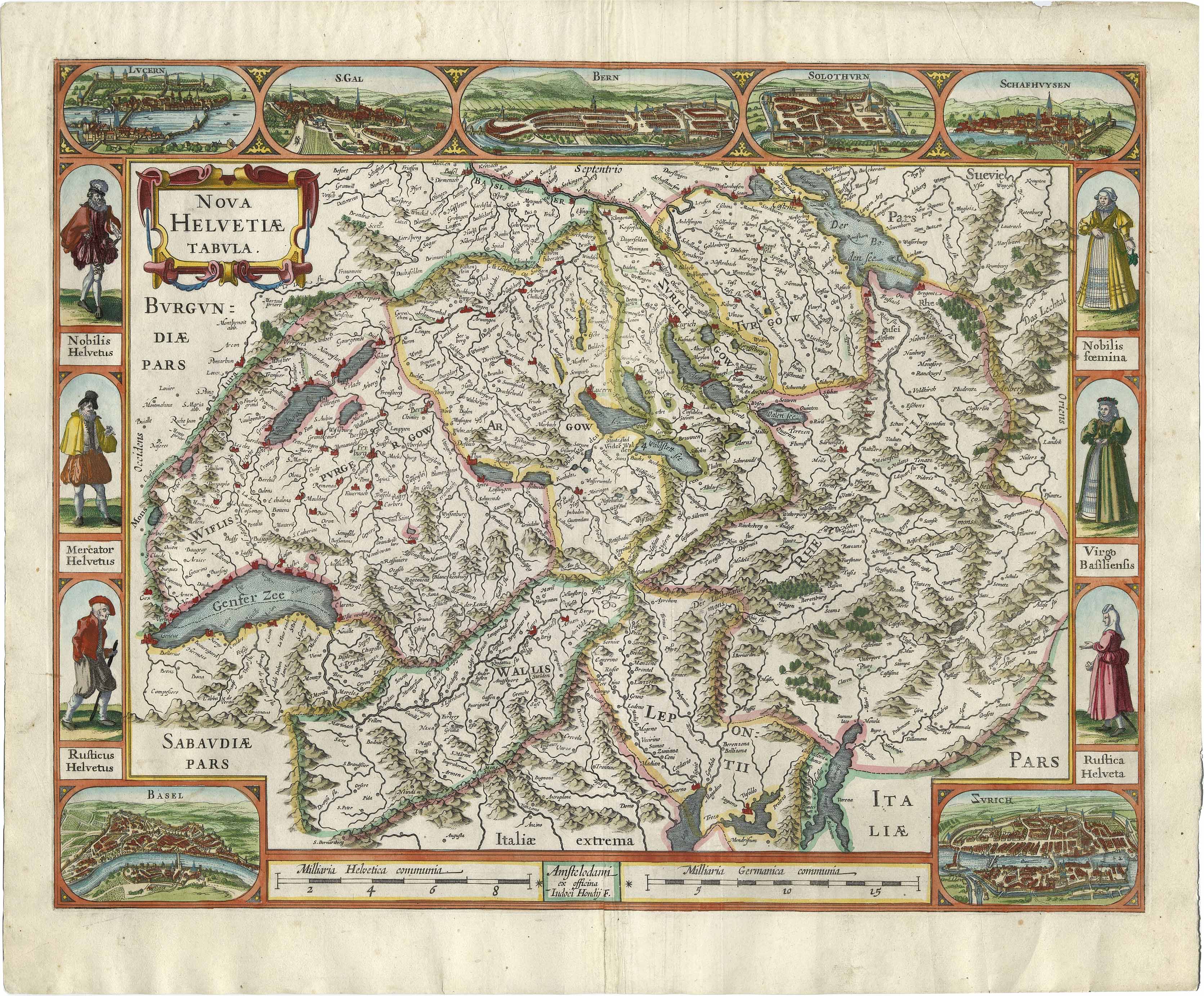 Schweiz um das Jahr 1617 von Jodocus Hondius