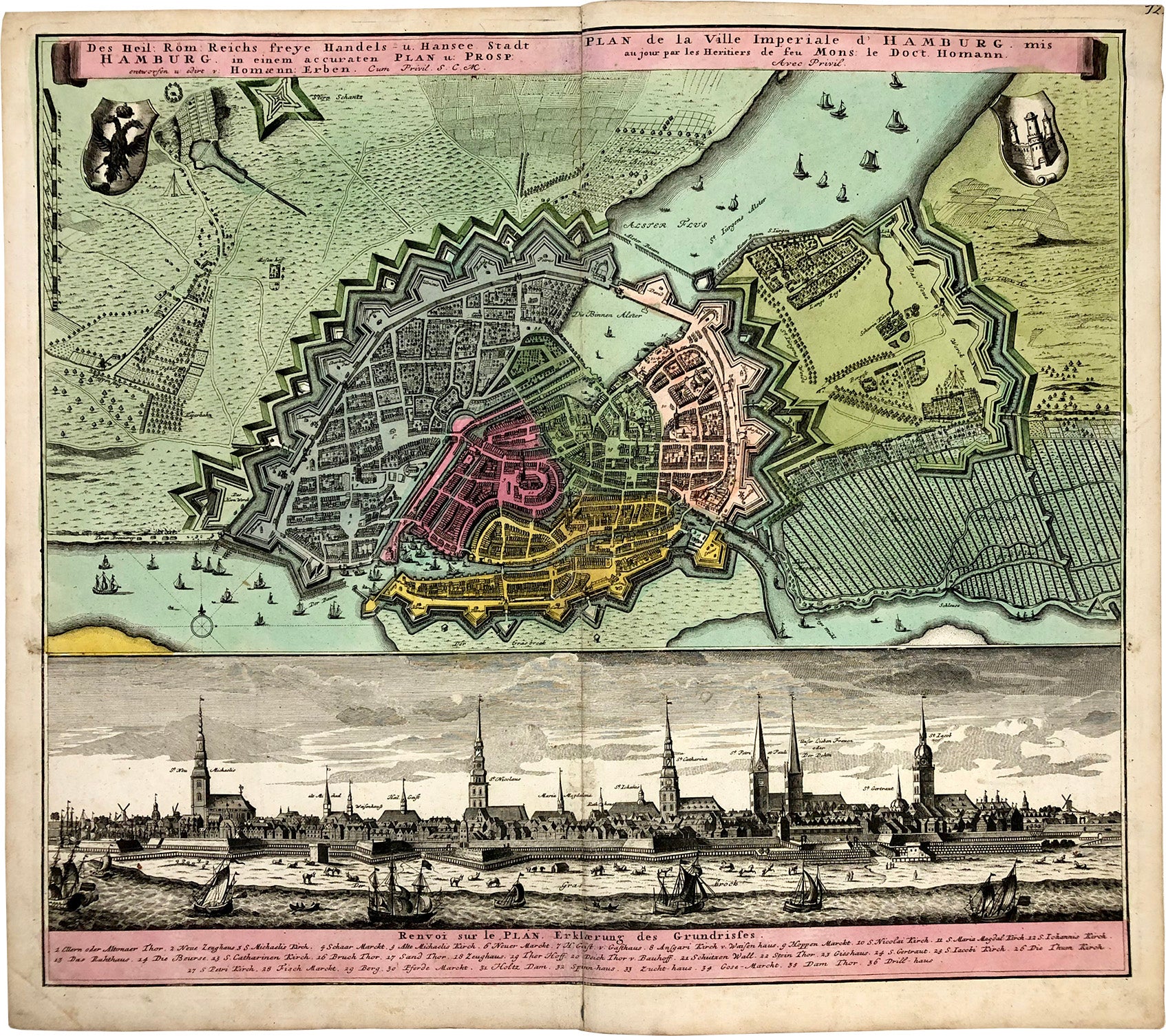 Hamburg - Elbe um das Jahr 1750 von Homann Erben