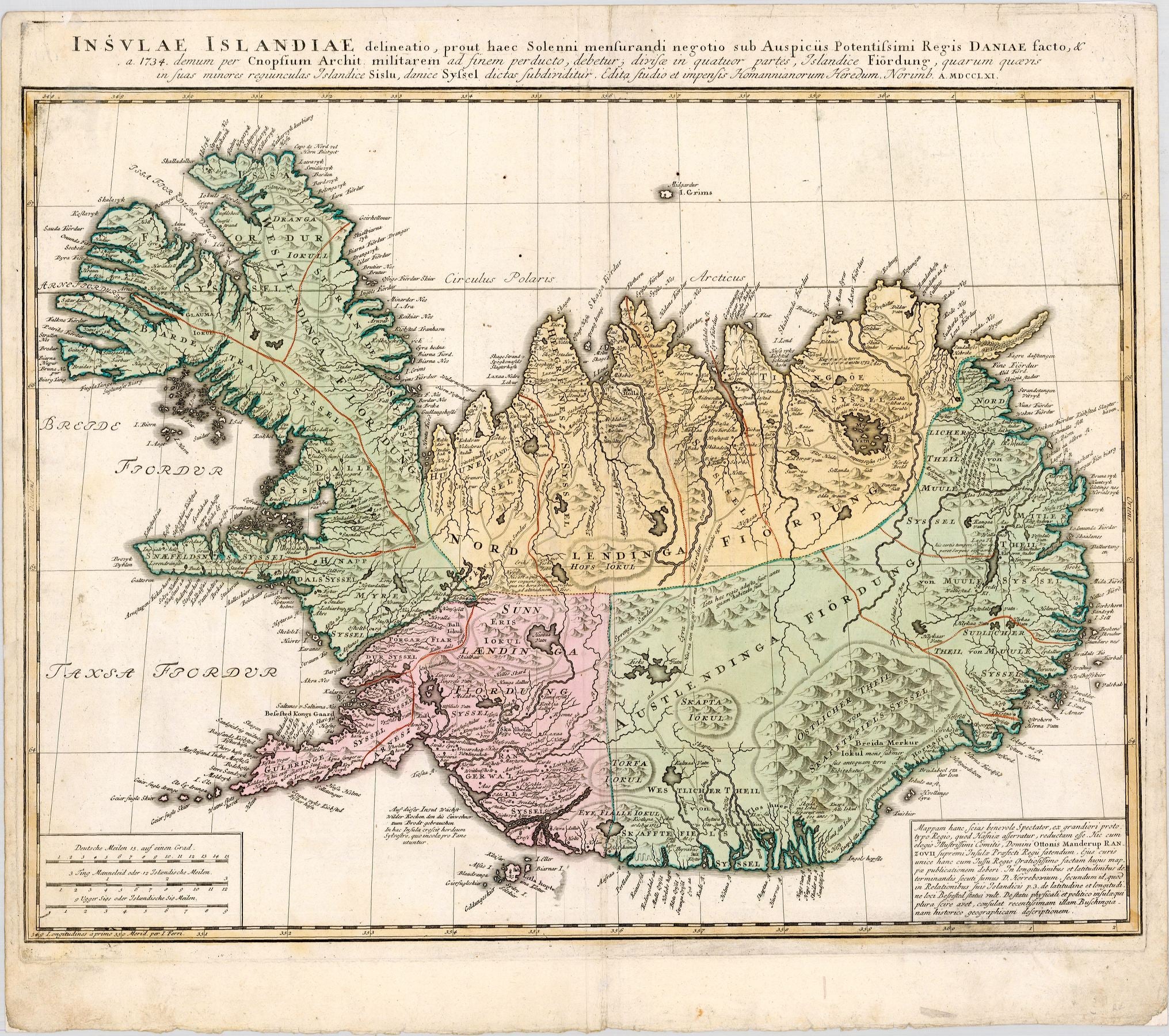 Island im Jahr 1761 von Homann Erben