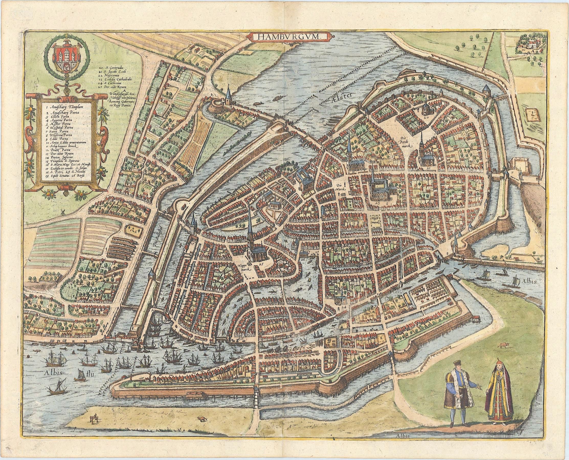 Hamburg im Jahr 1635 von Georg Braun & Frans Hogenberg