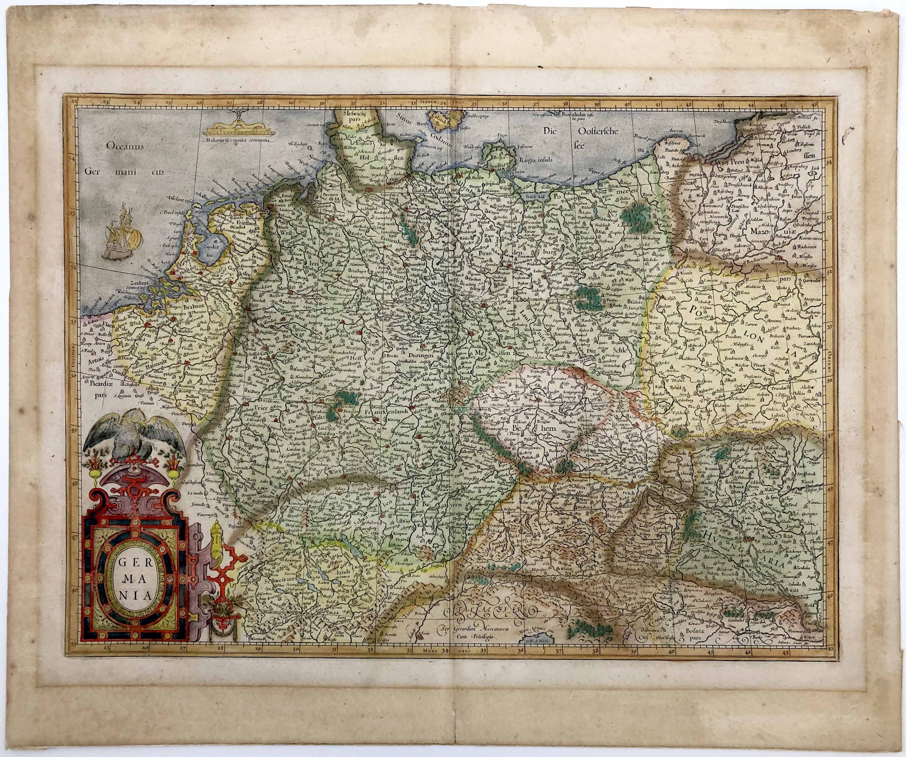 Deutschland in der Zeit um 1594 von Gerard Mercator