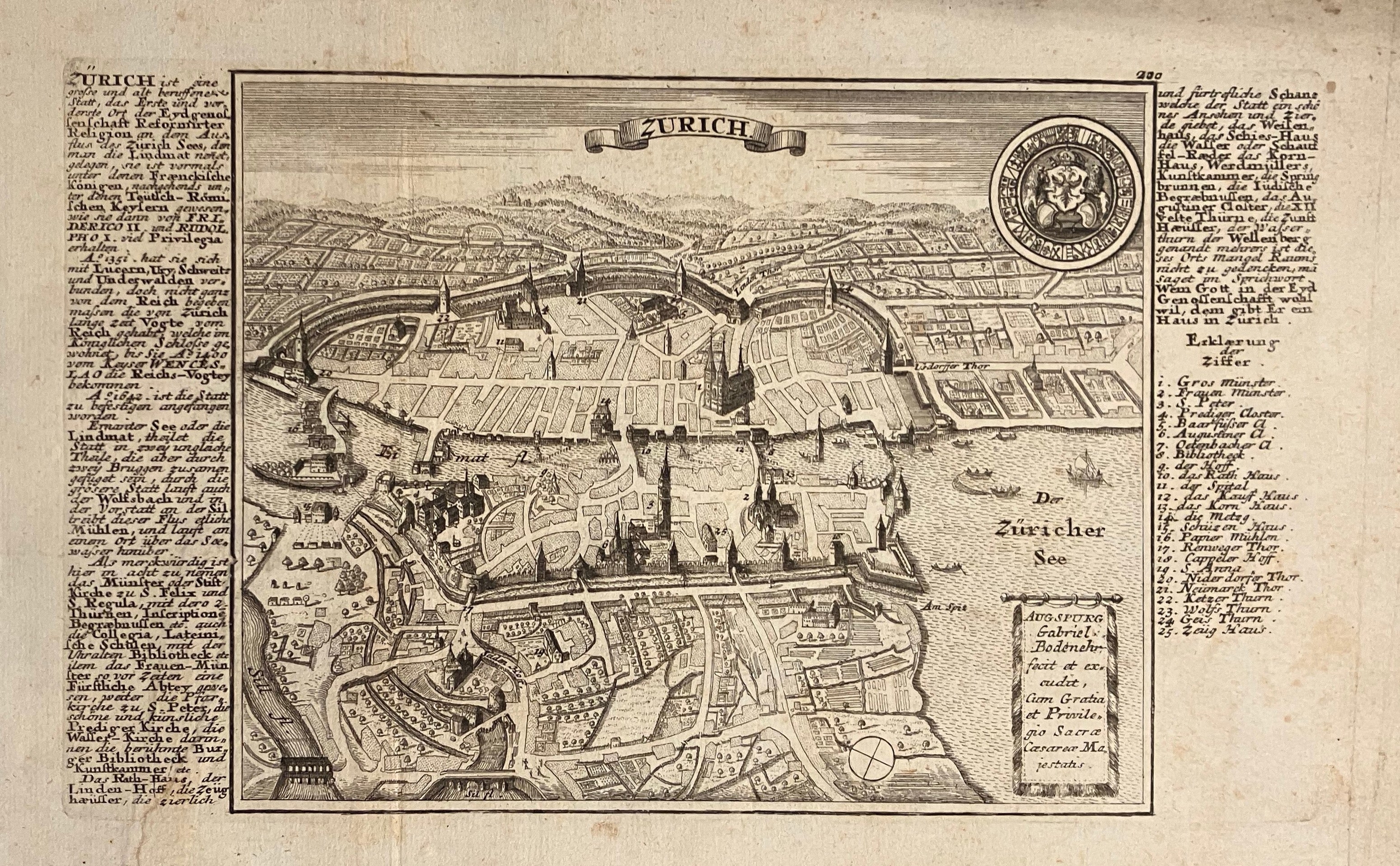 Zürich  im Jahr 1725 von Gabriel Bodenehr