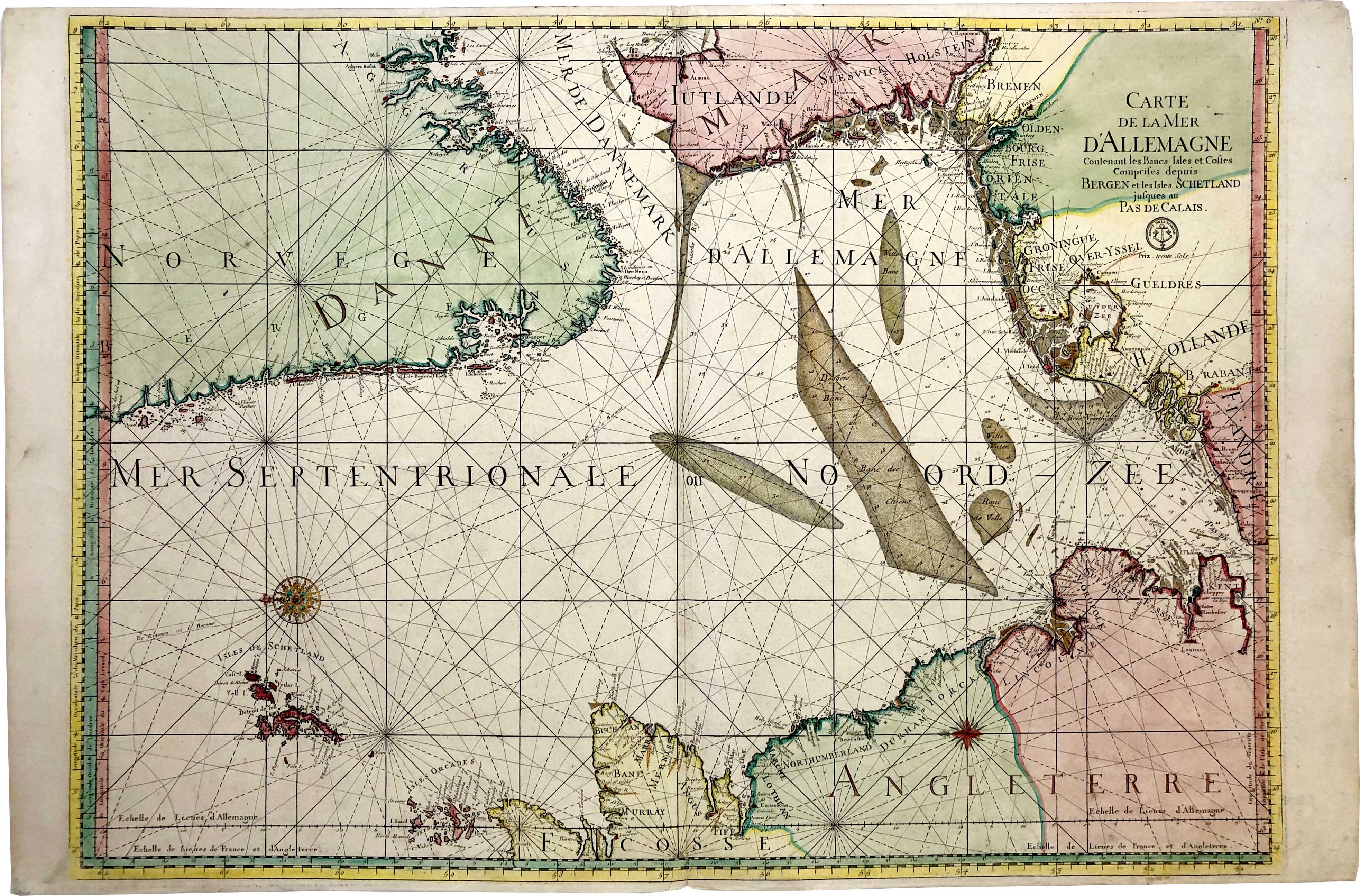 Seekarte der Nordsee im Jahr 1773 von Dépôt de la Marine