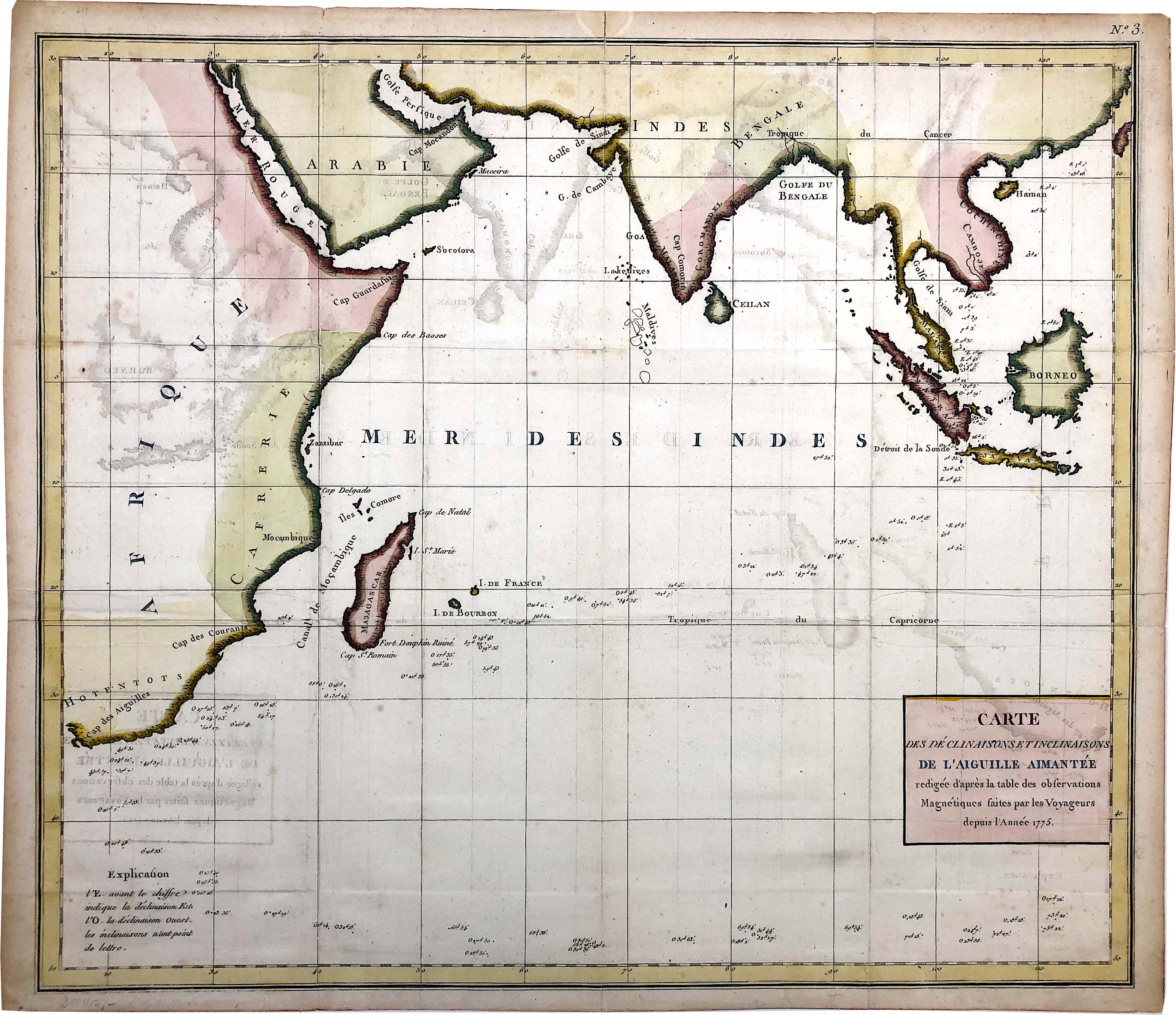 Seekarte des Indischen Ozeans im Jahr 1788 von Georges-Louis Leclercq Buffon