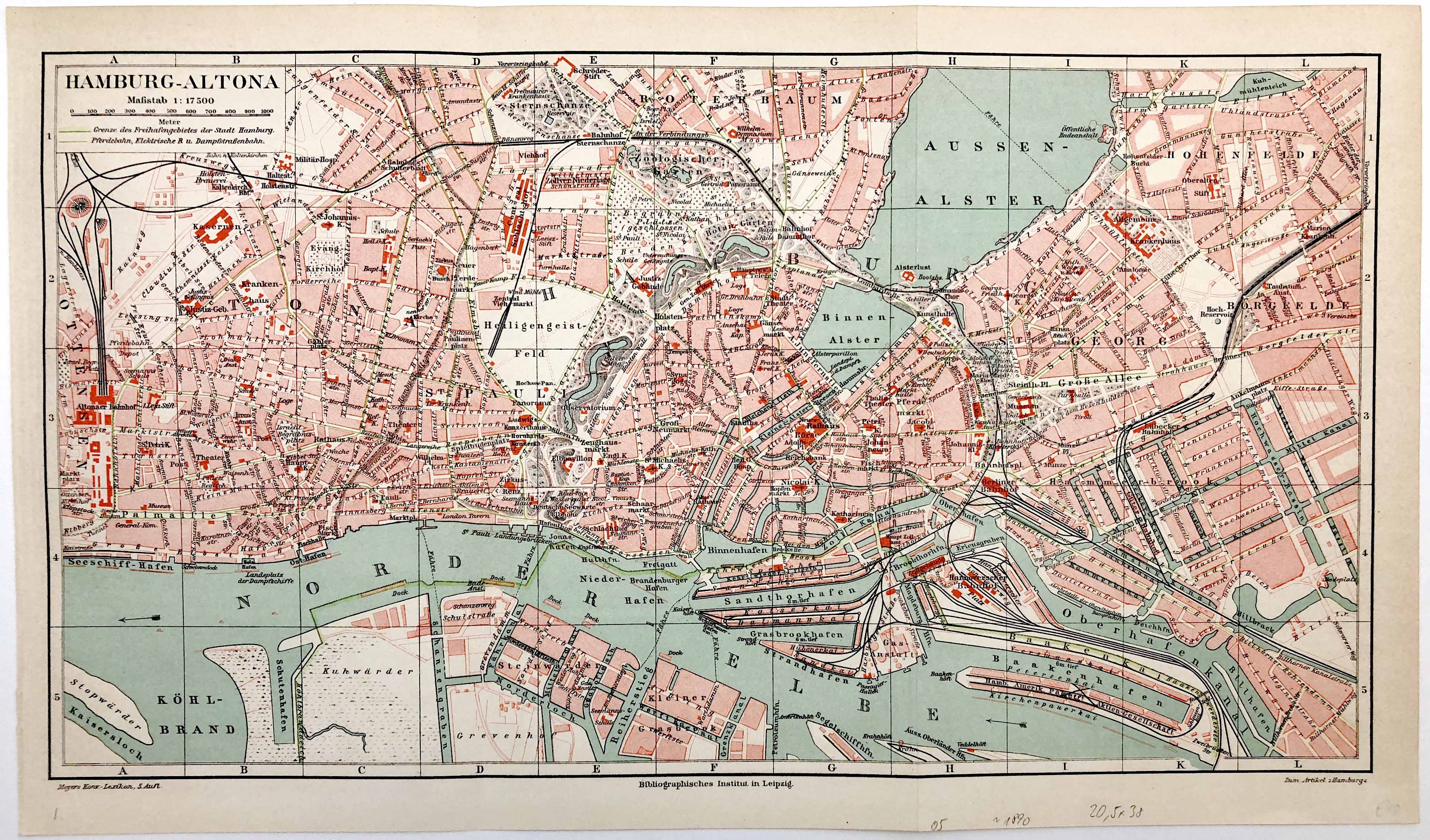 Hamburg um das Jahr 1893 vom Meyers Konversations-Lexikon