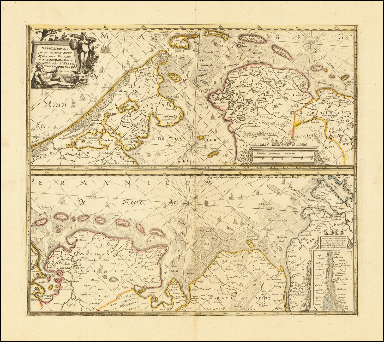 Wattenmeer um das Jahr 1700 von Peter Schenk & Gerard Valk