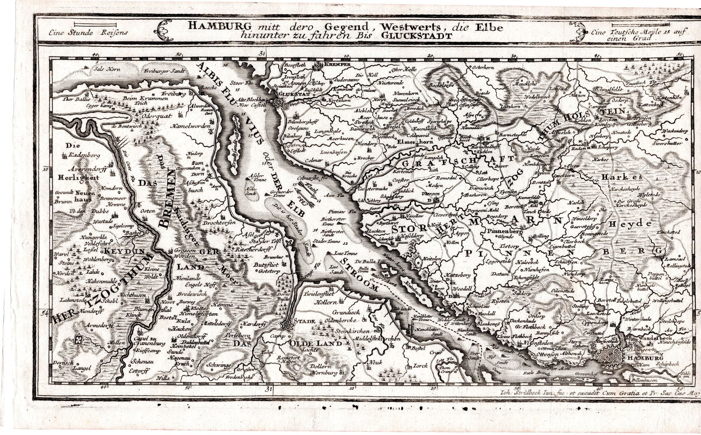 Hamburg und die Elbe im Jahr 1716 von Johann Stridbeck der Jüngere