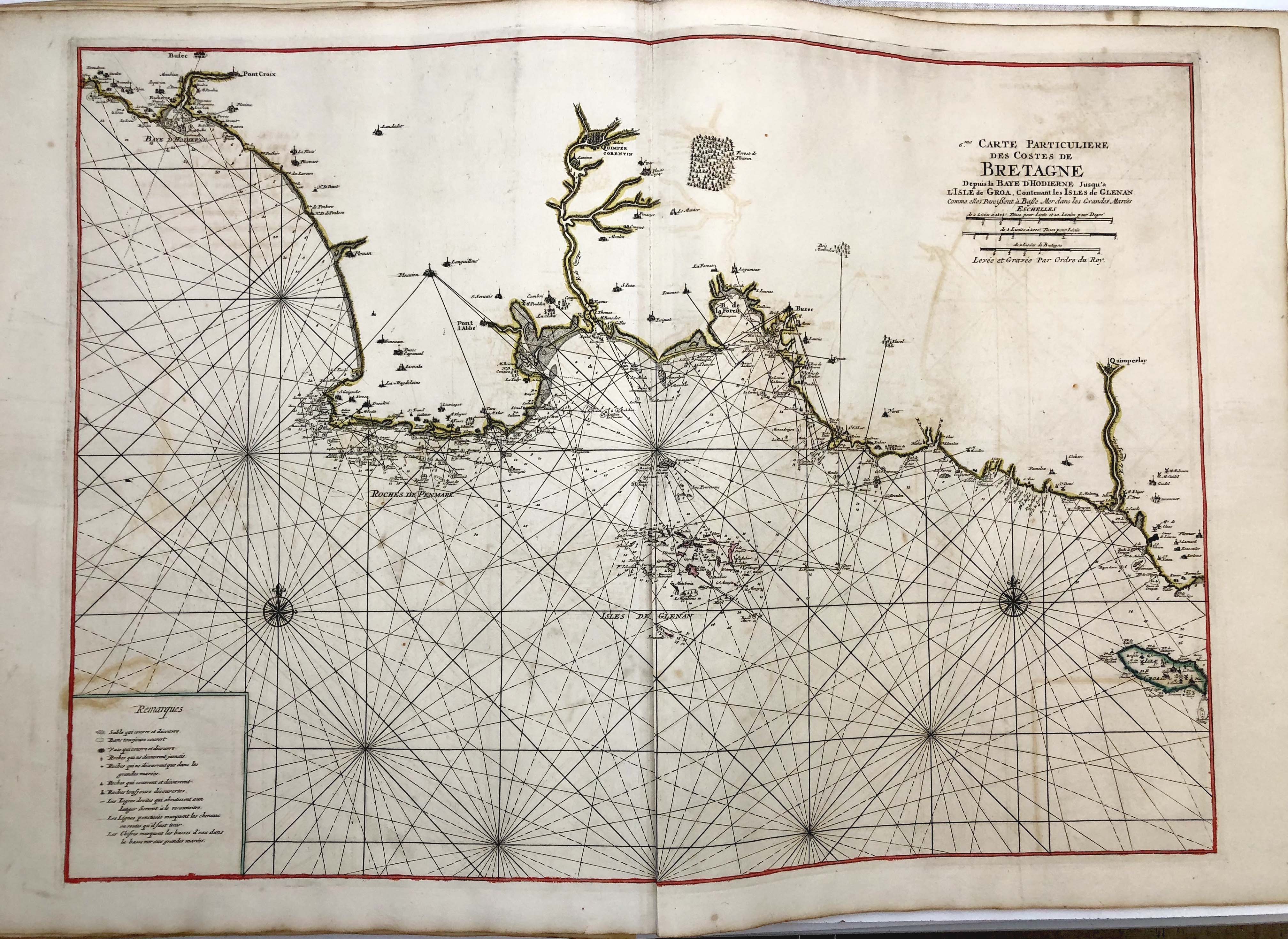 Seekarte der französischen Westküste im Jahr 1693 von Alexis-Hubert Jaillot & Pierre Mortier