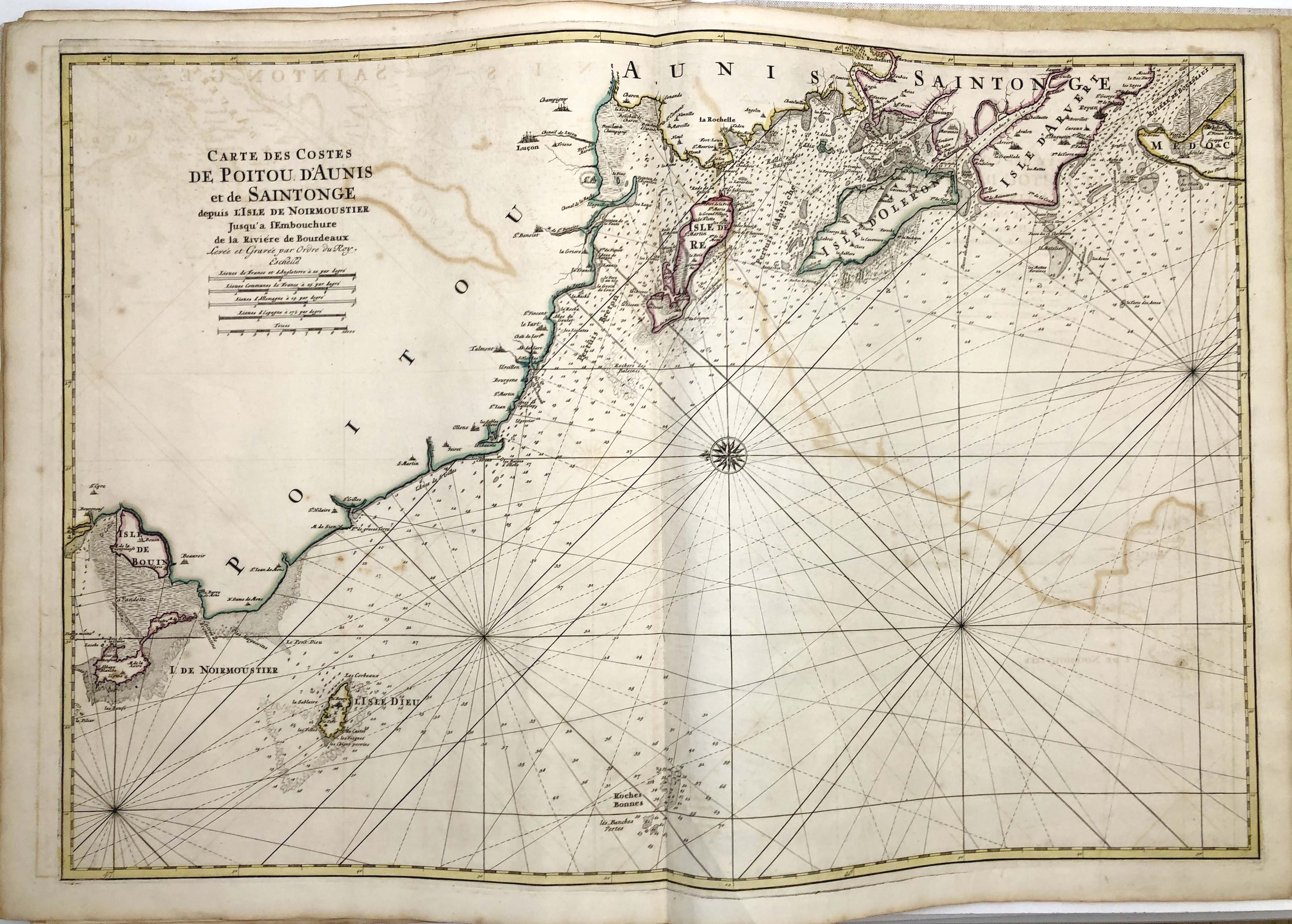 Seekarte der Westküste Frankreichs im Jahr 1693 von Alexis-Hubert Jaillot & Pierre Mortier