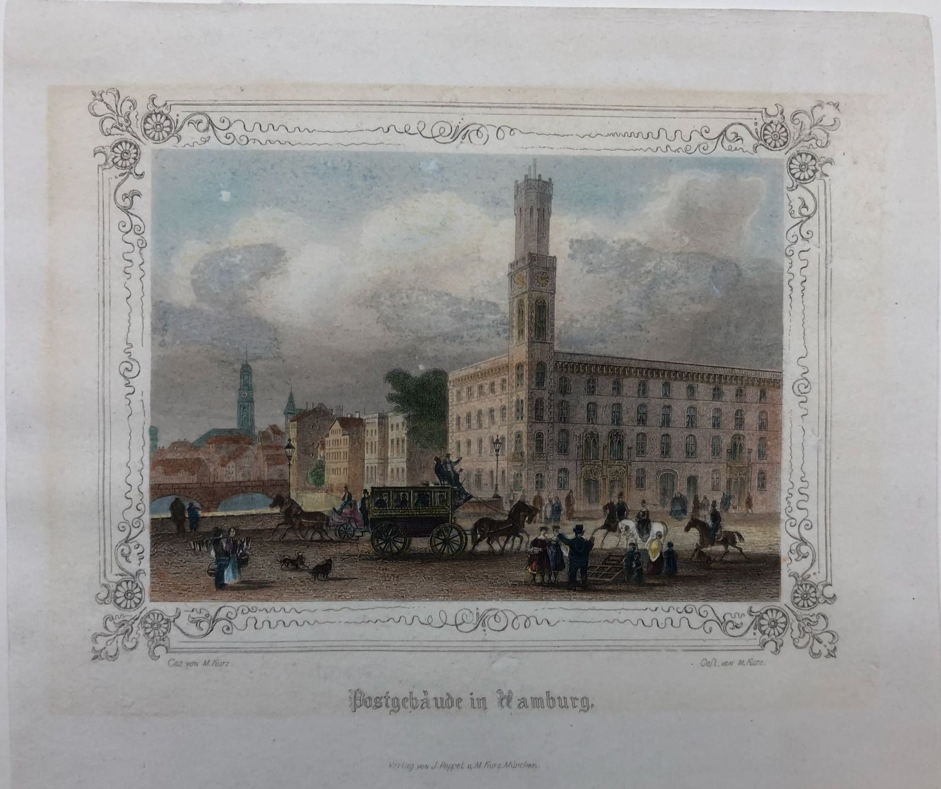 Ansicht vom Hamburger Postgebäude im Jahr 1848 von Poppel