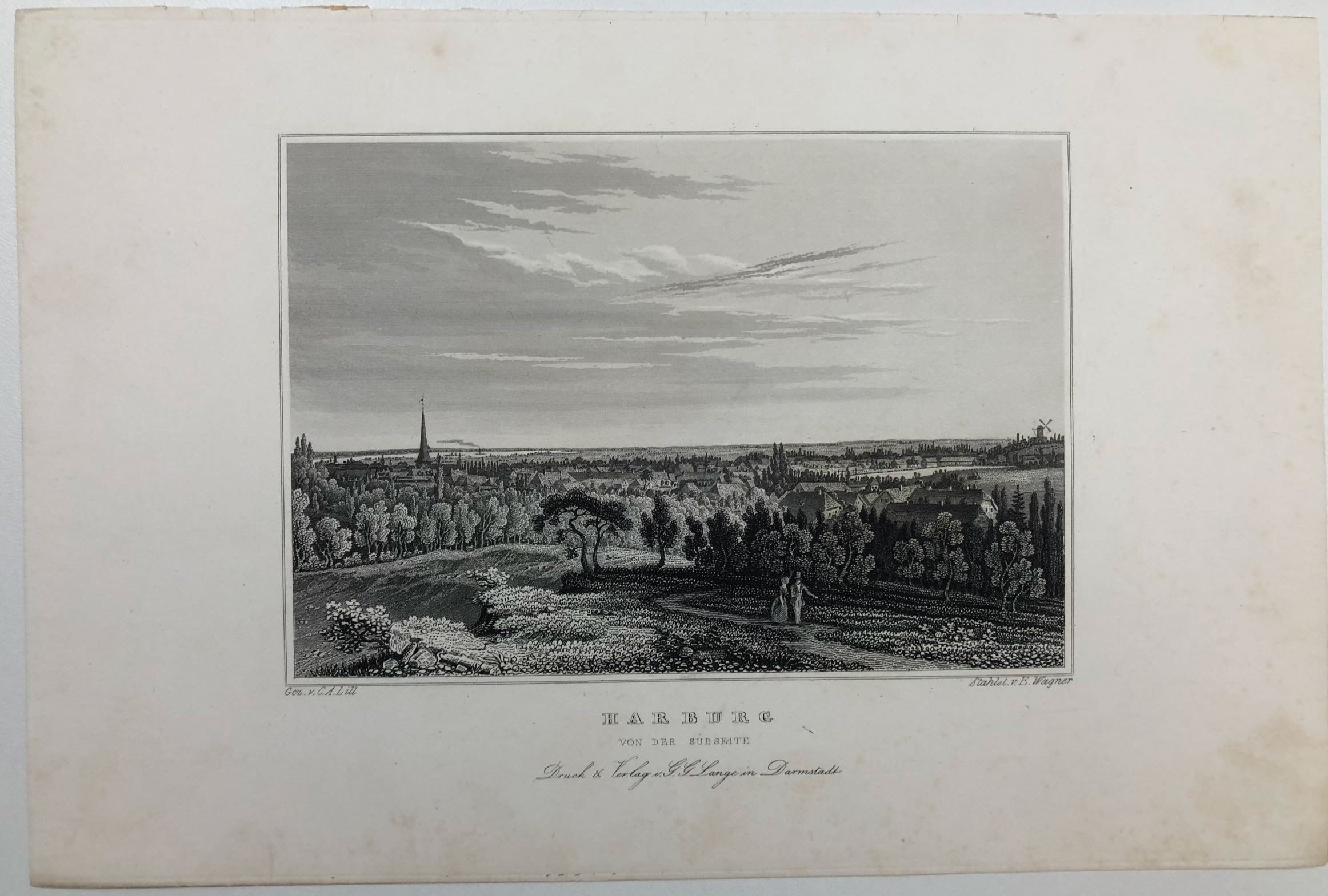 Ansicht von Hamburg Harburg im Jahr 1846 von Carl Alexander Lill