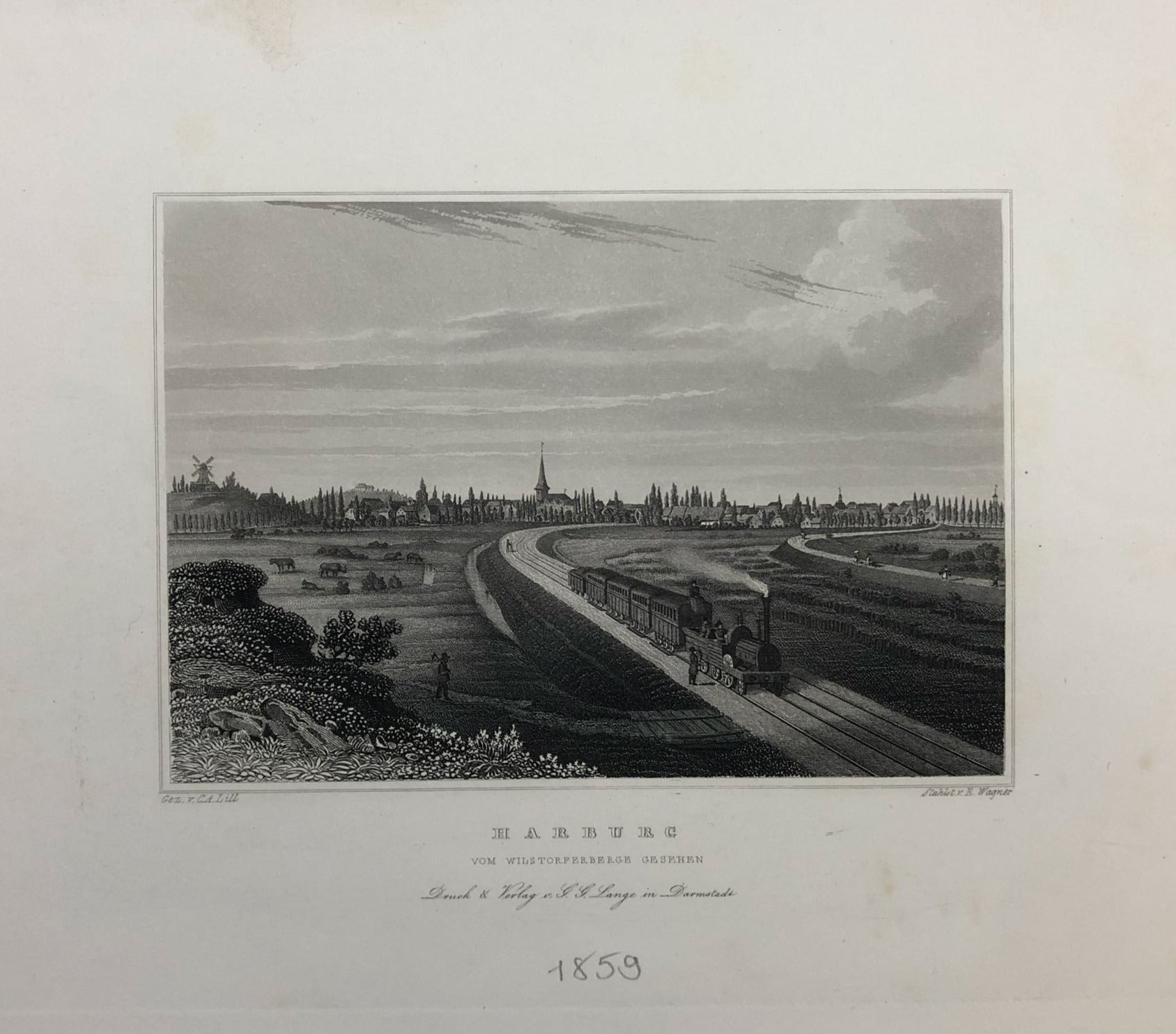 Ansicht von Hamburg Harburg im Jahr 1846 von Friedrich Carl Alexander Lill