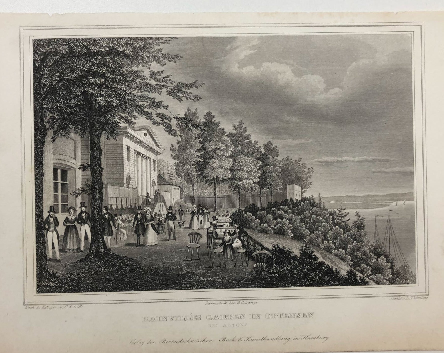 Ansicht vom Hamburger Rainvilles Garten in Ottensen im Jahr 1844 von Carl Alexander Lill