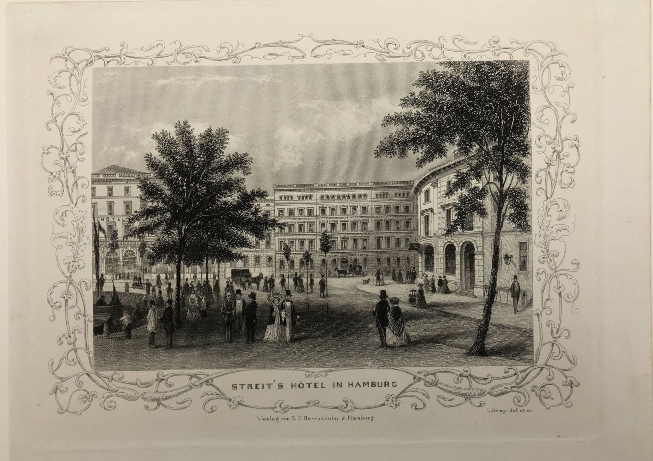 Ansicht vom Hamburger Streit´s Hotel im Jahr 1852 von Jens Gray