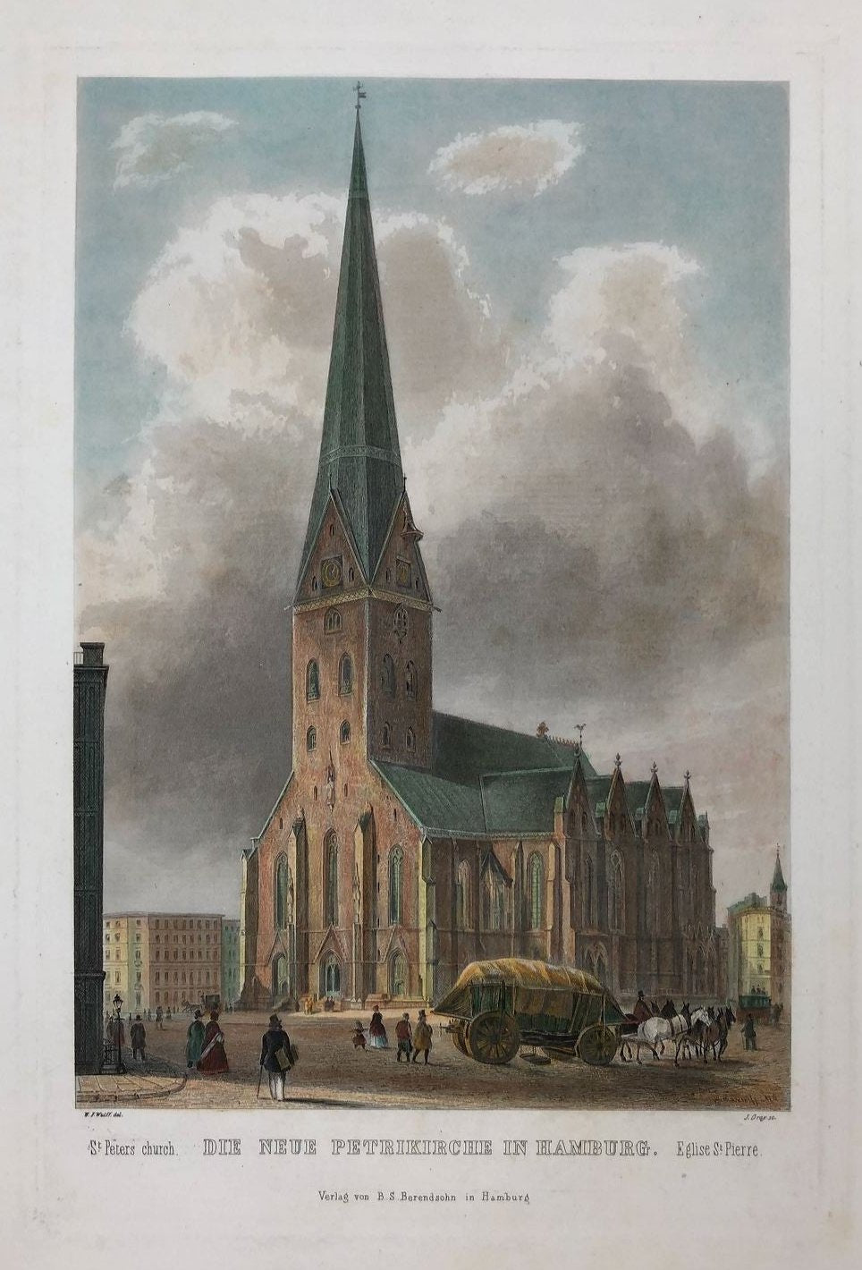 Ansicht der Hamburger Petrikirche um das Jahr 1860 von Wilhelm Friedrich Wulf