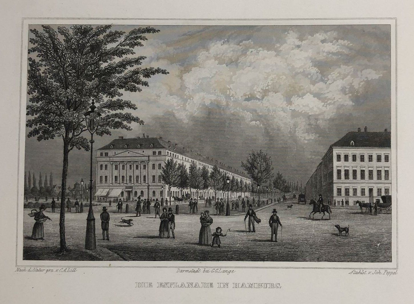 Ansicht von der Esplanade in Hamburg im Jahr 1850 von Carl Alexander Lill