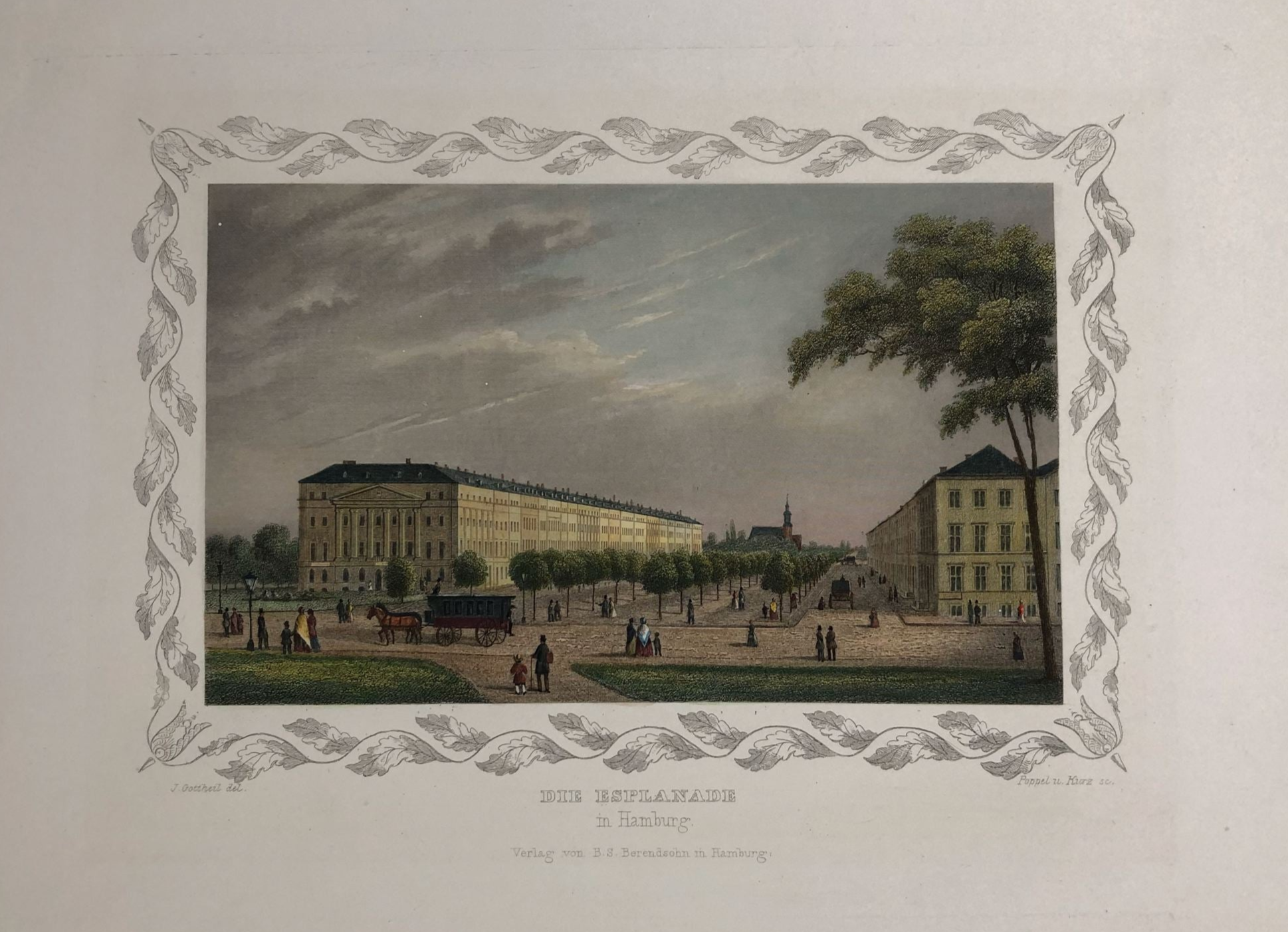 Ansicht von der Esplanade in Hamburg im Jahr 1850 von Julius Gottheil