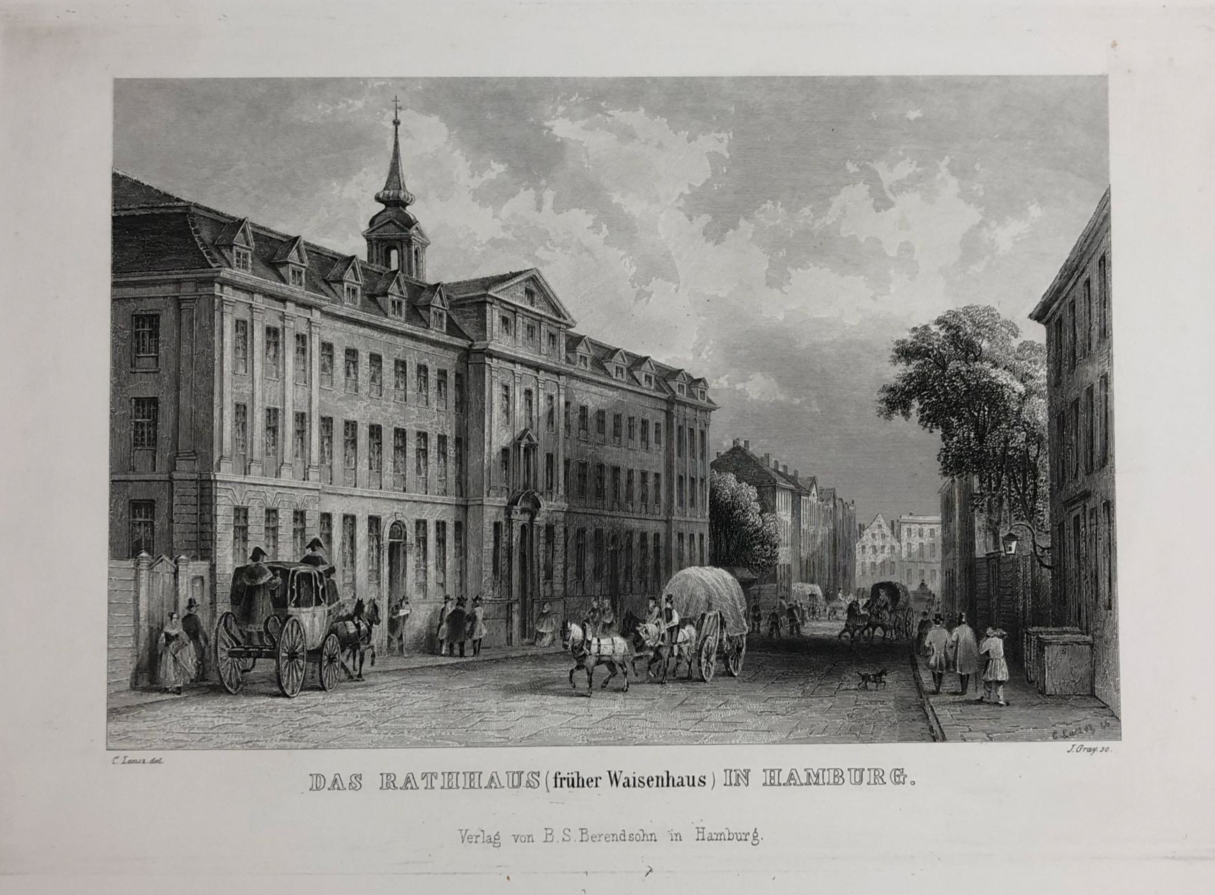 Ansicht vom Hamburger Rathaus um das Jahr 1845 von Carl Martin Laeisz