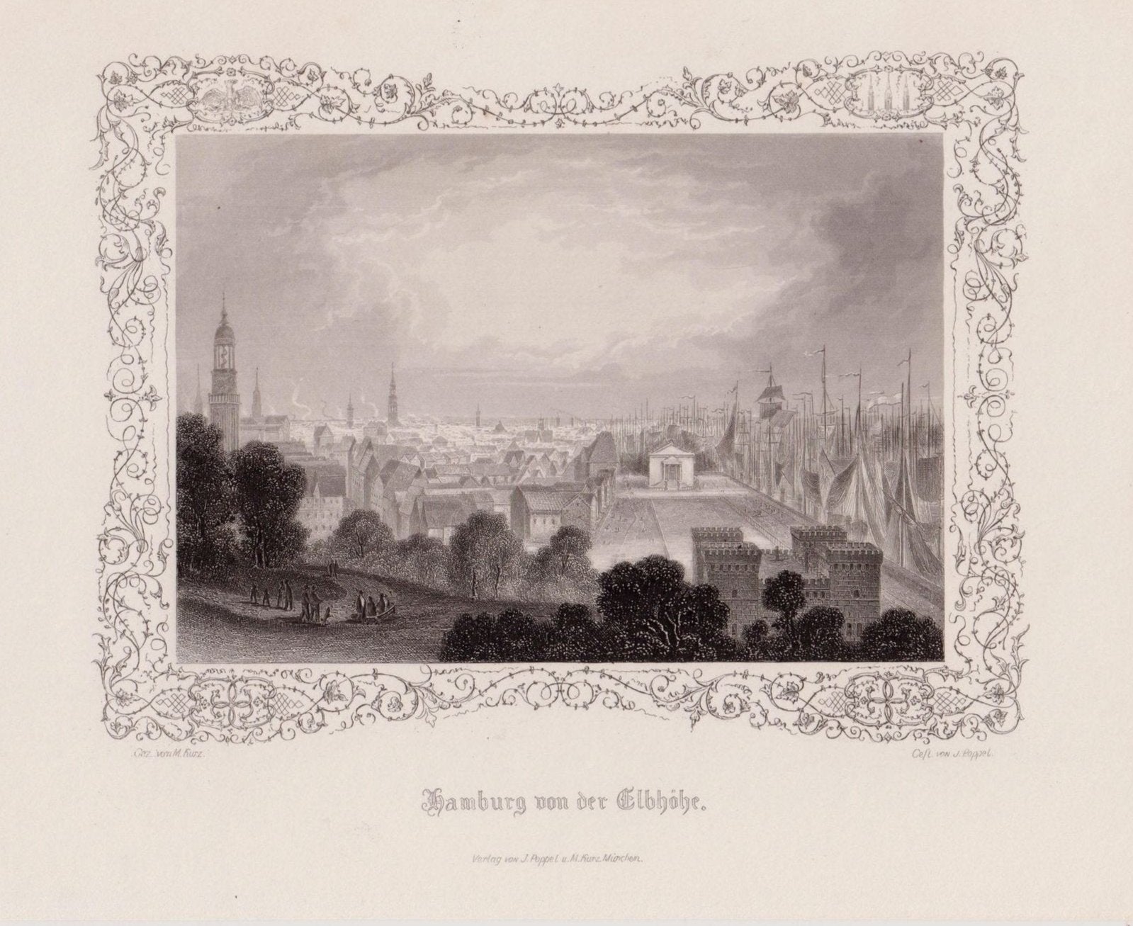 Hamburg von der Elbhöhe im Jahr 1848 von Georg Michael Kurz