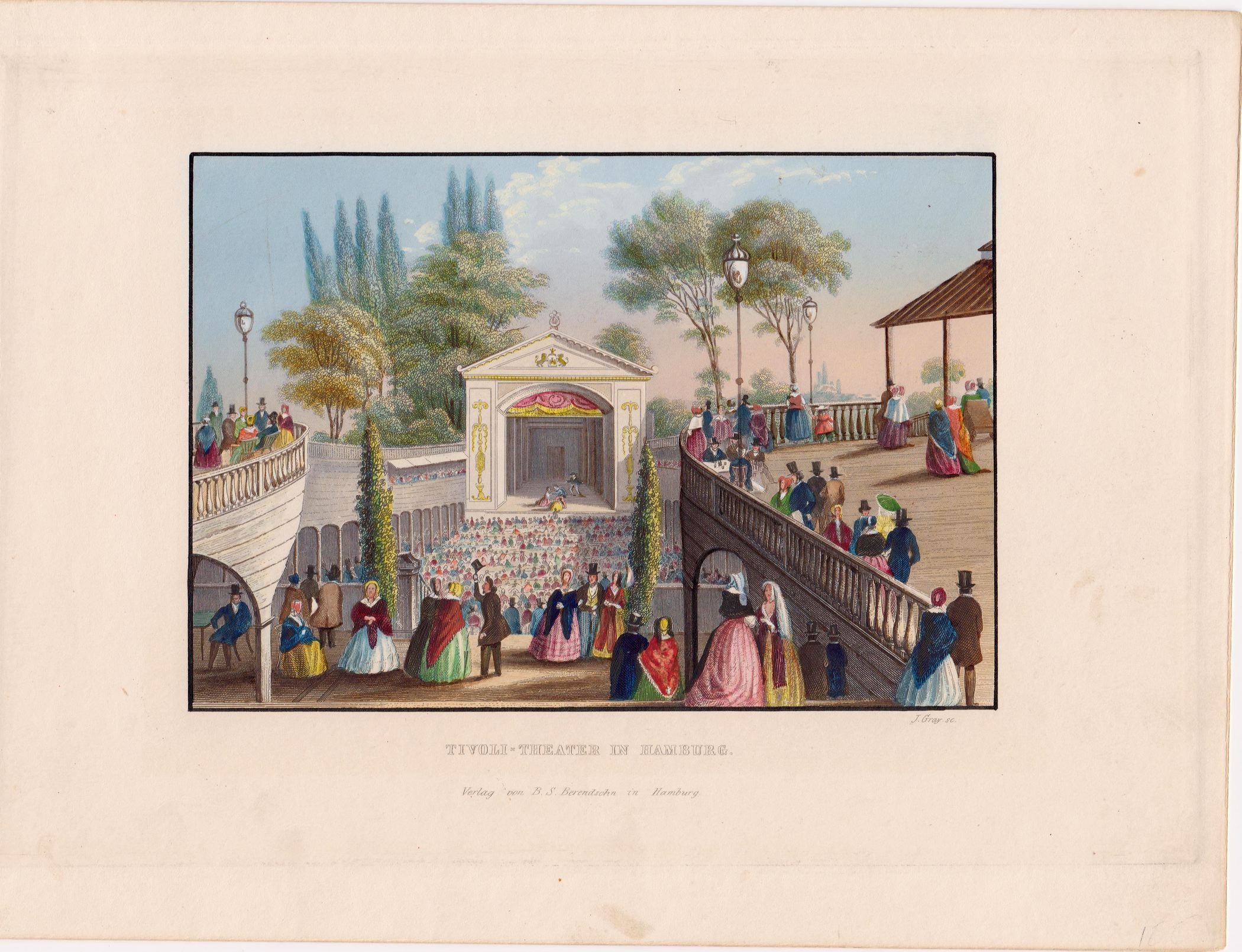 Ansicht vom Hamburger Tivoli-Theater im Jahr 1844 von Jens Gray